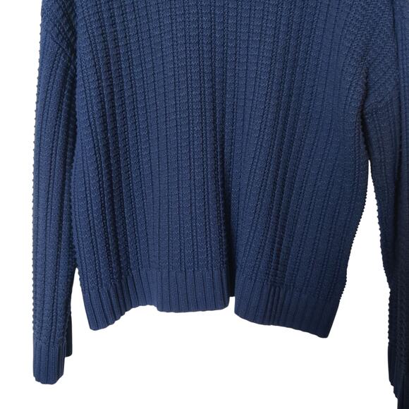 Lilla P Ruffle Eyelet Collar Stretchy Knit Cotton Sweater XS Navy Blue Preppy - Picture 4 of 10